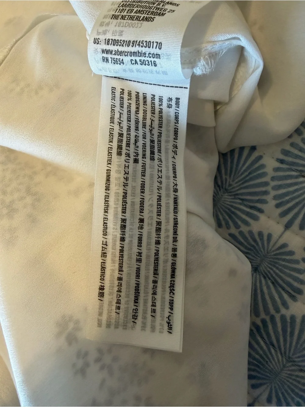 Abercrombie & Fitch Cream Maxi Dress with Blue Floral Print